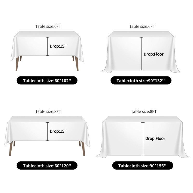Ascoza 2pack 90x156 Inch White Rectangular Tablecloth 8 Feet Table Cloth in Polyester Fabric for Wedding/Banquet/Restaurant/Parties - Image 5